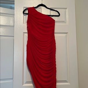 Bella Barnet Orange/Red one shoulder dress